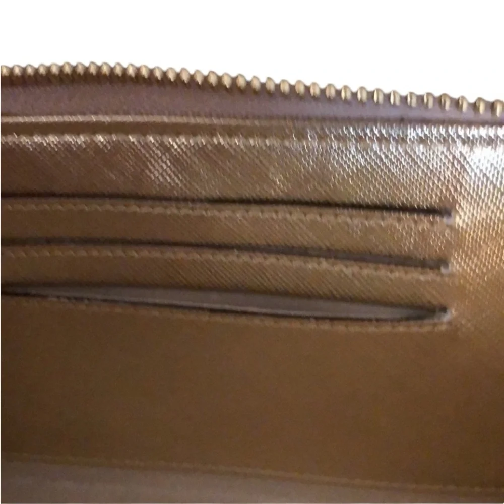Kate Spade Gold metallic full size zip Wallet with Phone Storage & wrist strap